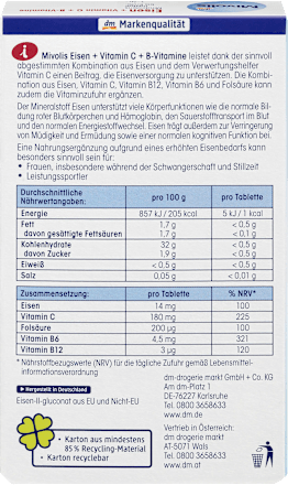 Eisen + Vitamin C + B-Vitamine, Tabletten, 40 St. Mivolis