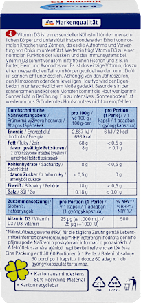 Vitamin D3 Perlen 1000 I.E. 60 St Mivolis