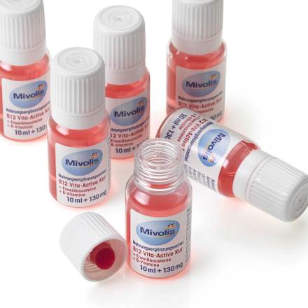 B12 Vita-Active Kur + Eiweißbausteine + B-Vitamine, hochdosiert, 10 Trinkfläschchen Mivolis