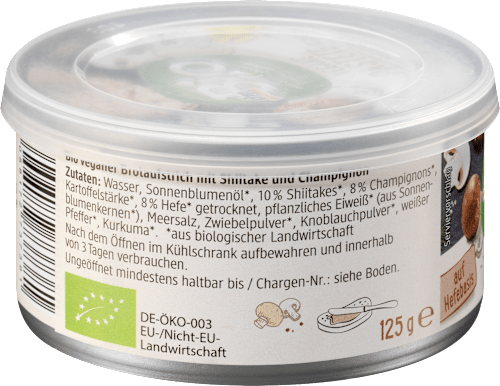 Bio shiitake-champignon gombás vegán pástétom dmBio