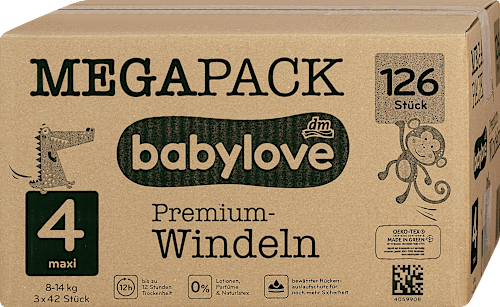 Premium-Windeln Gr. 4 maxi (8-14 kg) Megapack babylove