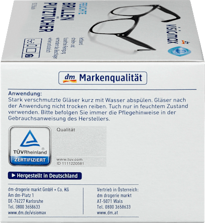 Feuchte Brillenputztücher VISIOMAX