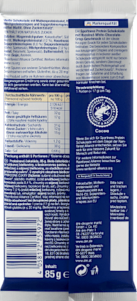 Protein Schokolade, Hazelnut White Chocolate Crisp Geschmack Sportness