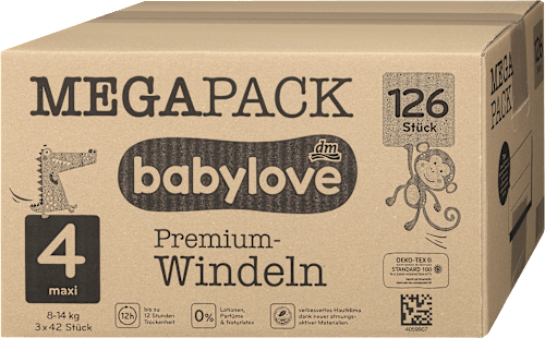Premium-Windeln Gr. 4 maxi (8-14 kg) Megapack babylove