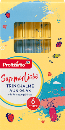 Trinkhalme aus Glas mit Reinigungsbürste lang  Profissimo