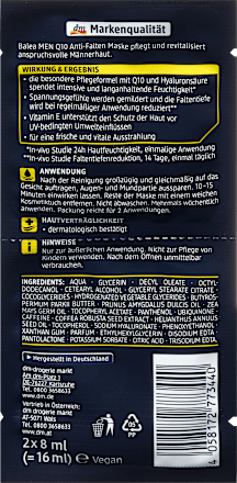 Anti Falten Gesichtsmaske Q10 (2x8 ml) Balea MEN