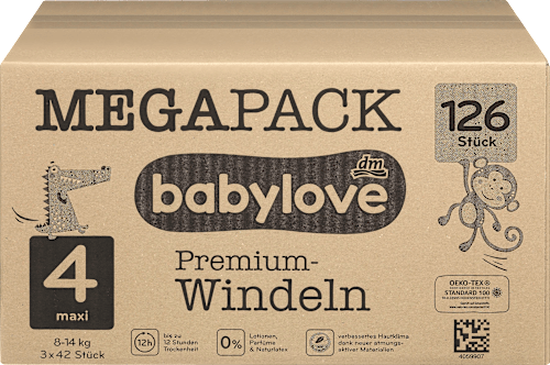 Premium-Windeln Gr. 4 maxi (8-14 kg) Megapack babylove