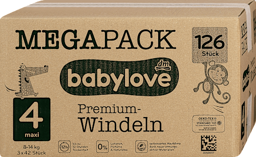 Premium-Windeln Gr. 4 maxi (8-14 kg) Megapack babylove