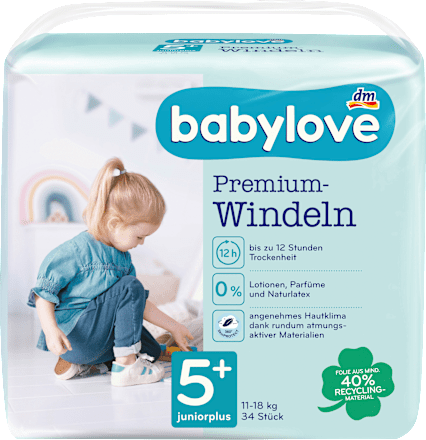 Windeln Premium Gr. 5+ Juniorplus (11-18 kg) babylove