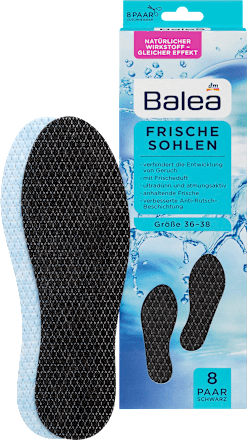 Frischesohlen schwarz Gr. 36-38 (8 Paar) Balea