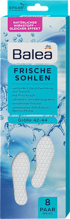 Frische Einlegesohlen weiß, Gr. 42-44 (8 Paar) Balea
