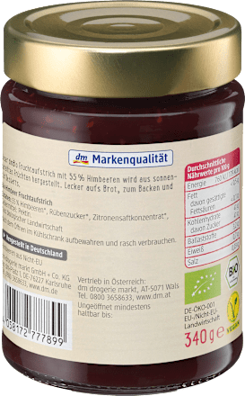 Fruchtaufstrich, Himbeere 55 % Frucht dmBio