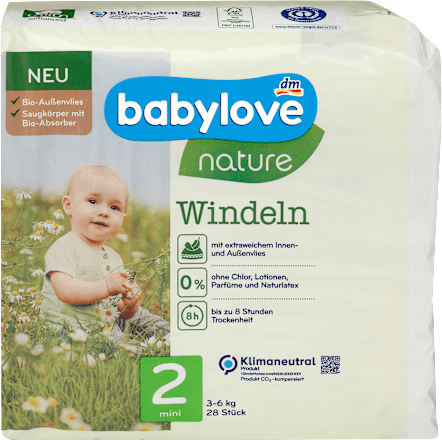 Windeln nature Gr. 2, Mini, 3-6 kg babylove nature