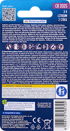 Batterien Knopfzelle CR2025 Paradies