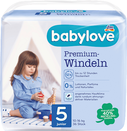 Windeln Premium Gr. 5 Junior (10-16 kg) babylove