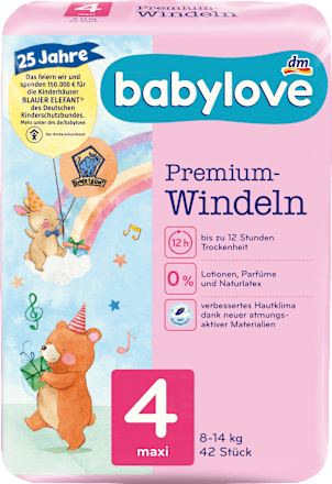 Windeln Premium Gr. 4, Maxi, 8-14 kg babylove