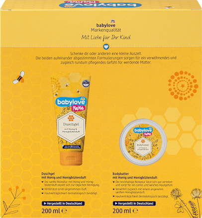 Mama Geschenkset mit Honig- und Honigblütenduft Duschgel & Bodybutter  babylove