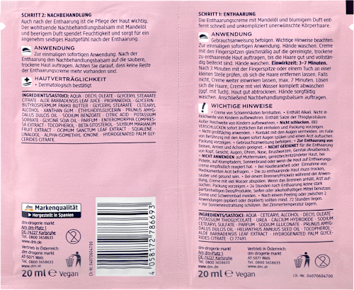 Zestaw do depilacji: krem do depilacji i balsam łagodzący 2 x 20 ml Balea