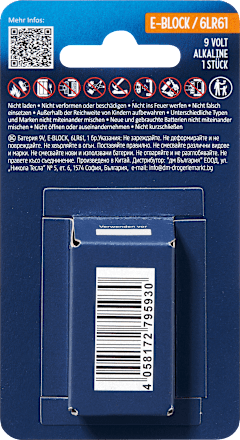 Batterie 9V E-Block 6LR61 Paradies
