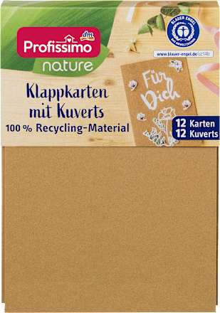 Klappkarten-Set nature mit Kuverts aus Recycling-Material  Profissimo