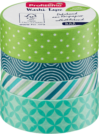 Taśma dekoracyjna Washi-Tape, zielona/niebieska Profissimo