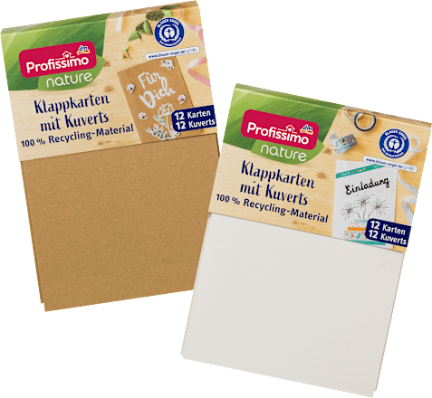 Klappkarten-Set nature mit Kuverts aus Recycling-Material  Profissimo