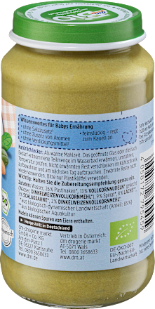 Menü Dinkelnudeln mit Rahmspinat und Lachs ab dem 8. Monat dmBio