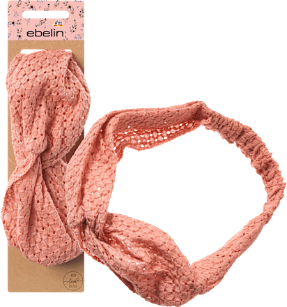 Opaska do włosów turban, różowa ebelin