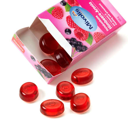 Halsbonbons Himbeere-Aronia zuckerfrei Mivolis