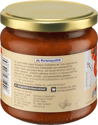 Tomatensoße, Bolognese, vegan dmBio