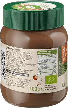 Schokoladenaufstrich, Haselnuss Creme dmBio