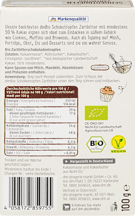 Schokolade Tropfen Zartbitter dmBio