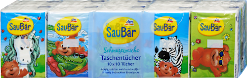 Носни кърпички, 4 пласта (10х10) SauBär