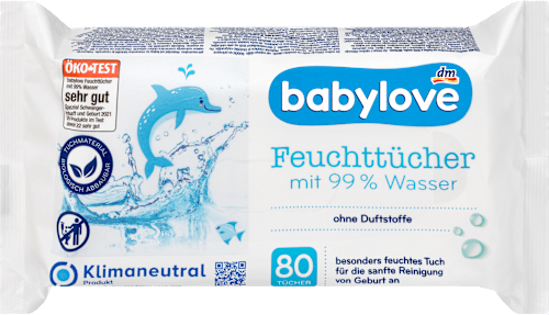 Feuchttücher mit 99 % Wasser babylove