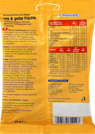 Bonbon, rote und gelbe Früchte für Kinder, zuckerfrei Mivolis