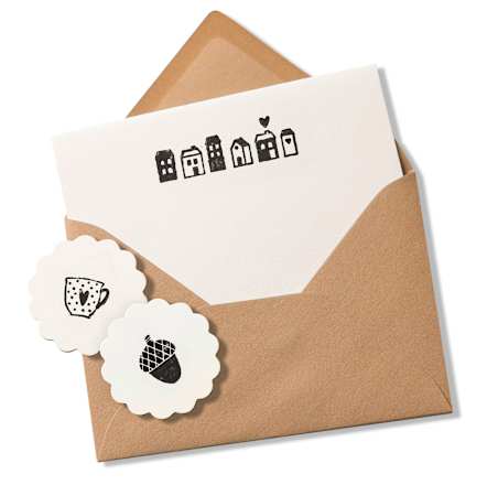 Holzstempelset mit Stempelkissen Profissimo