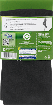 Strumpfhose mit Bio-Baumwolle schwarz Gr. 42/44 Fascino