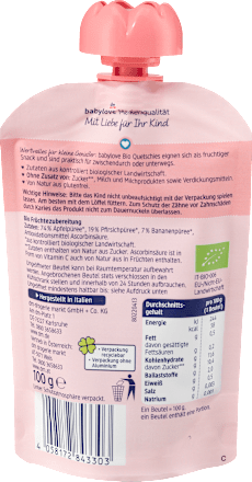 Piure de piersică cu banană si măr ECO, 12+ babylove