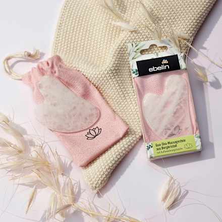 Gua-Sha-Massagestein aus Bergkristall mit Aufbewahrungstasche ebelin