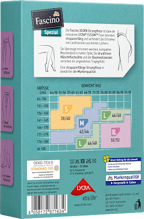 Strumpfhose laufmaschenresistent powder Gr. 42/44, 30 DEN Fascino