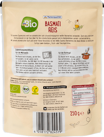 Basmatireis mit Olivenöl verfeinert, Express dmBio