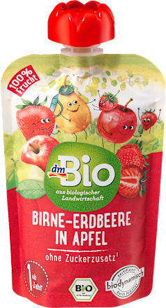 Quetschie Birne-Erdbeere in Apfel ab 1 Jahr, demeter dmBio