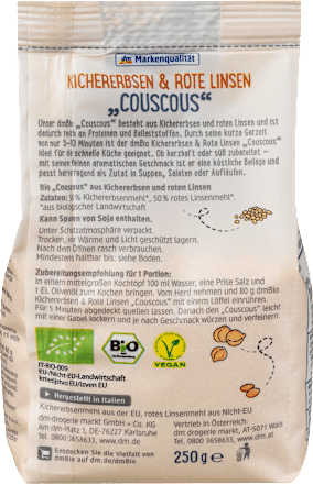 Kuskus od slanutka i crvene leće dmBio