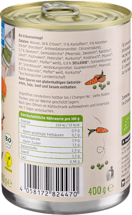 Bio borsós egytálétel zöldségekkel dmBio