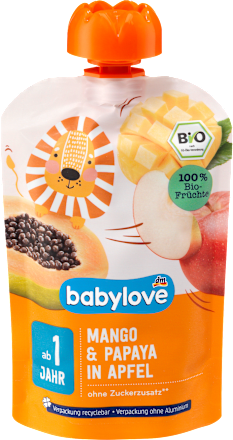 Quetschie Mango & Papaya in Apfel ab 1 Jahr babylove