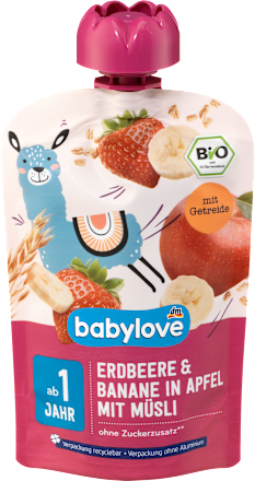 Quetschie Erdbeere-Banane in Apfel mit Müsli ab 1 Jahr  babylove