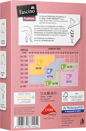 Rajstopy podtrzymujące 70 den, rozm. 50/52, czarne Fascino