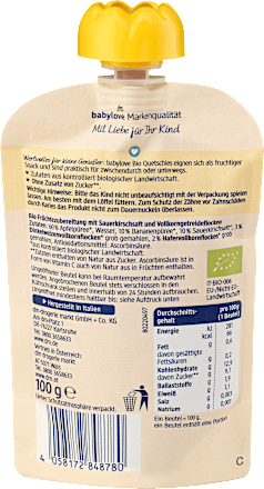 Quetschie Frühstückspause Apfel-Banane-Kirsch-Müsli ab 1 Jahr  babylove