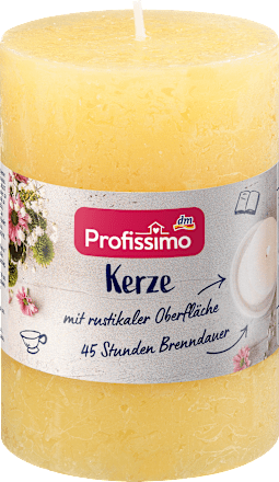 Rustik Stumpenkerze 100/68 mm - gelb Profissimo