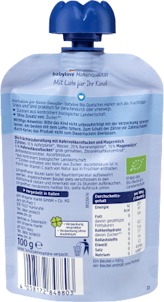 Quetschie Guten Abend Apfel-Banane mit Hafer & Milch ab 1 Jahr  babylove